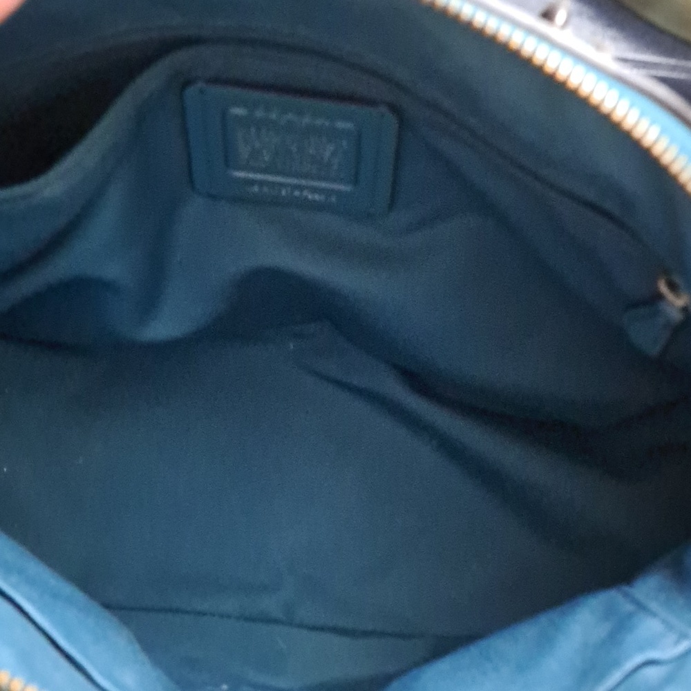 Coach Sierra Satchel in Metallic Dark Teal w/crossbody so Unique And Beautiful - Picture 12 of 13